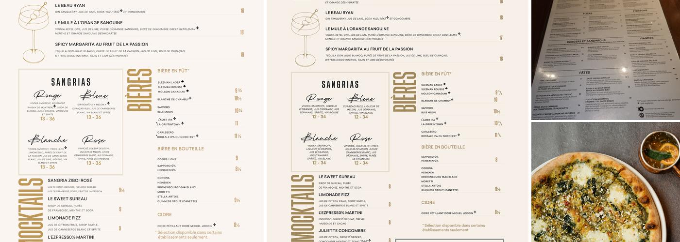 ZIBO Restaurant St-Bruno Menu