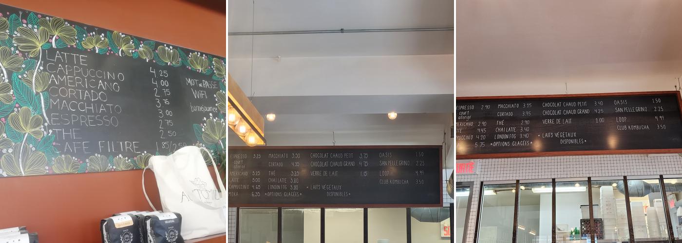 Automne Boulangerie Menu