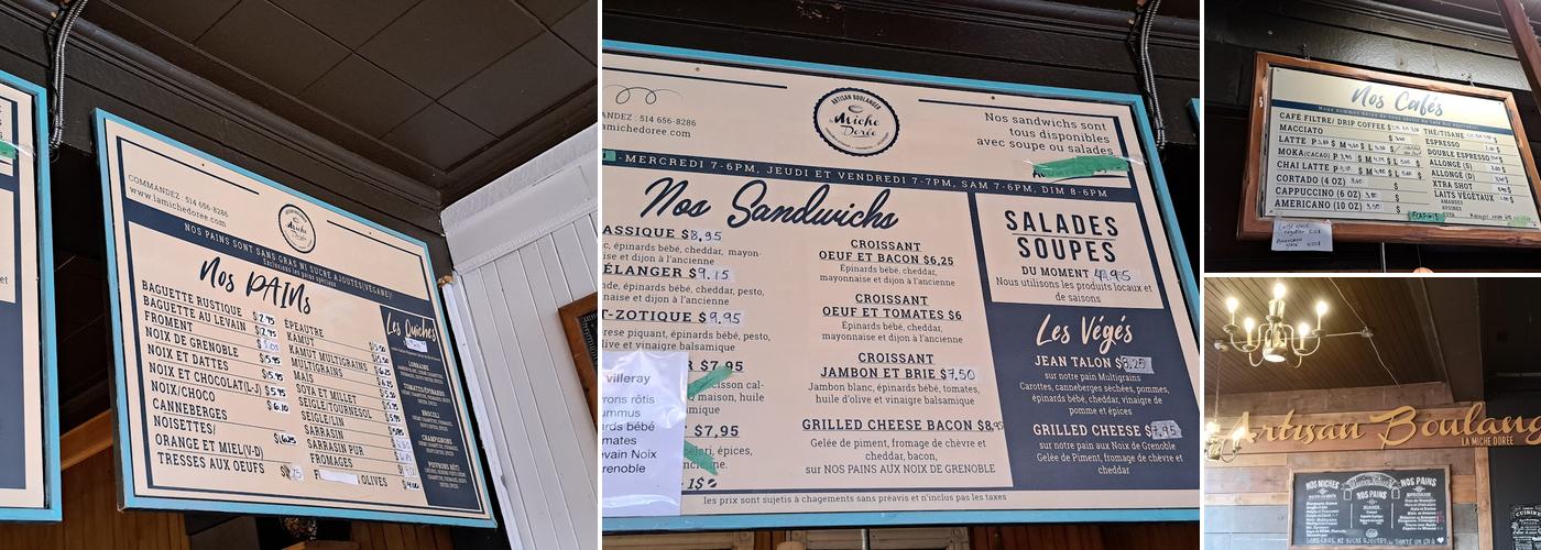 Miche Dorée (La) Menu