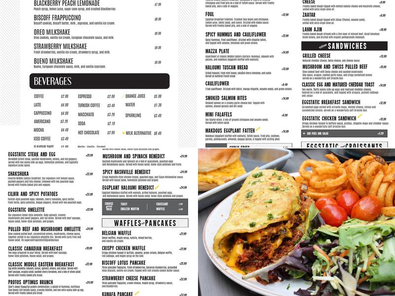Eggstatic Mississauga Menu