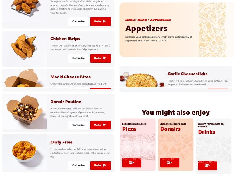 Buster's Pizza Express Menu