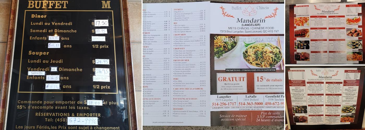 Buffet Chinois Mandarin Menu