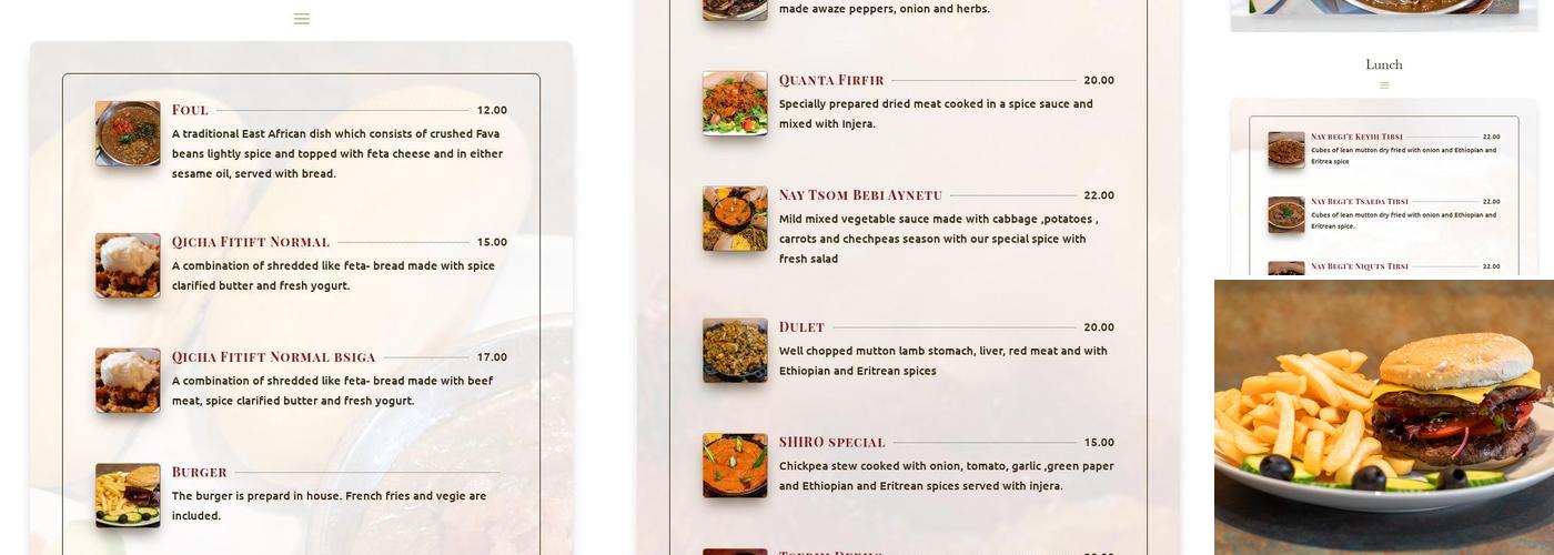 Solomon Restaurant Menu