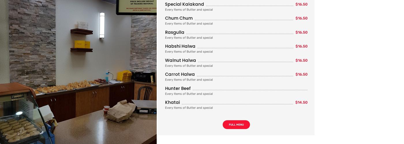Shirin Mahal Pakistani Bakery & Sweets Menu