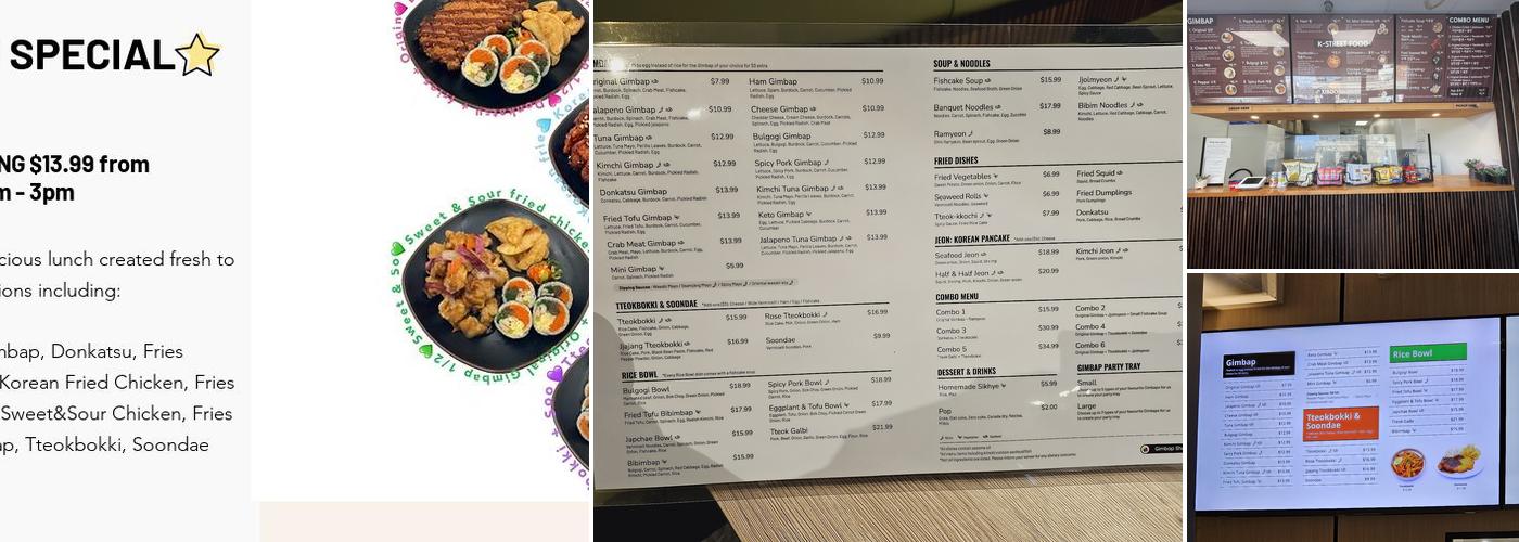 Gimbap Shop Menu