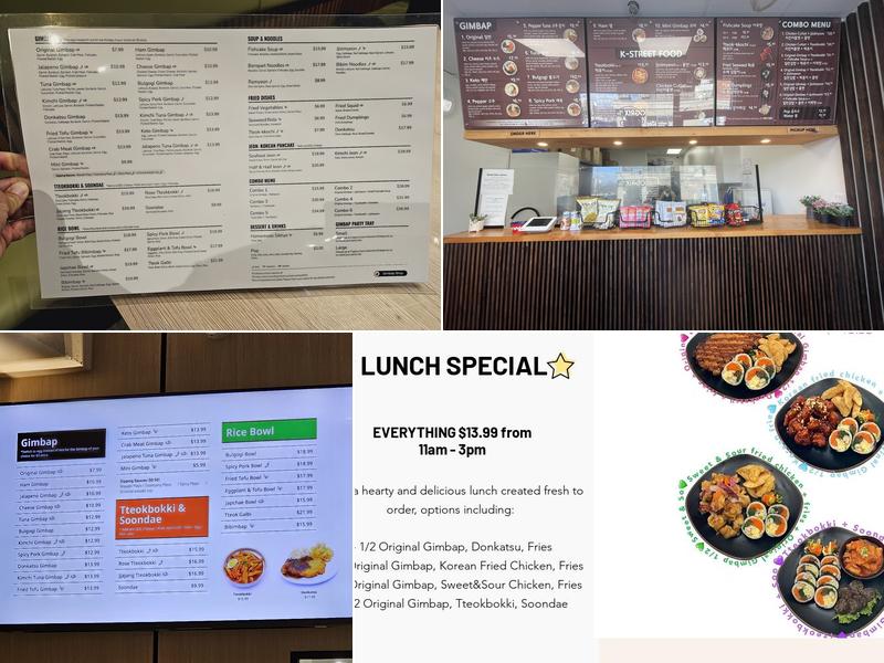 Gimbap Shop Menu