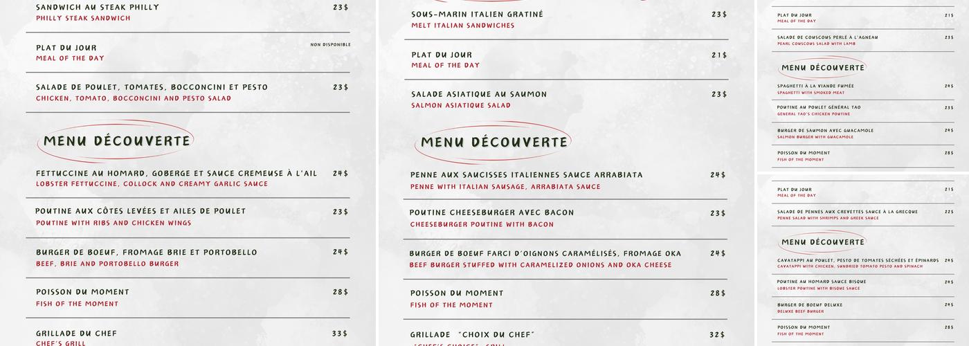 Bistro Roquette et Balsamique Menu