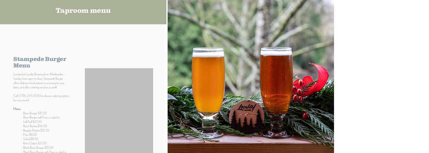 Locality Brewing Menu