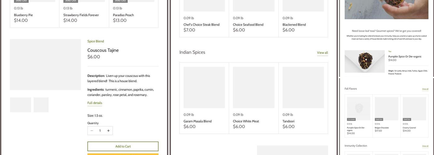 Aunt Jenn's Tea & Spice Shop Menu