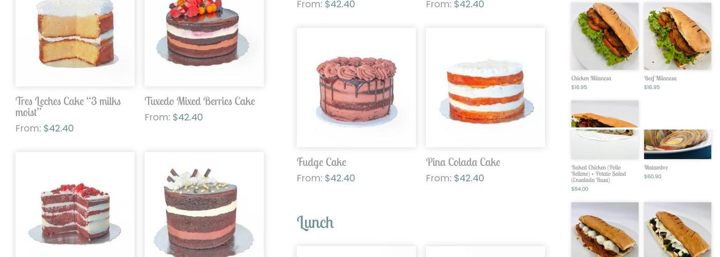 Sara's Bakery Menu