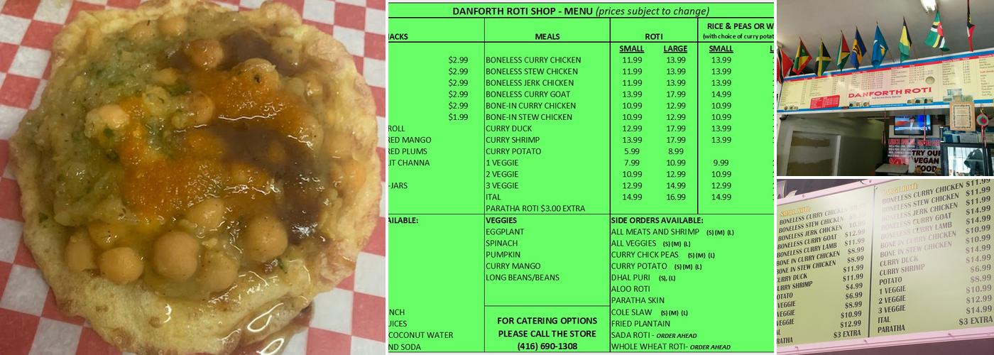 Danforth Roti Shop Menu