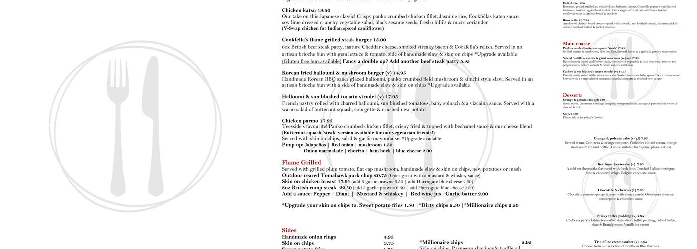 Cookfella's Wine Bar & Eatery Menu