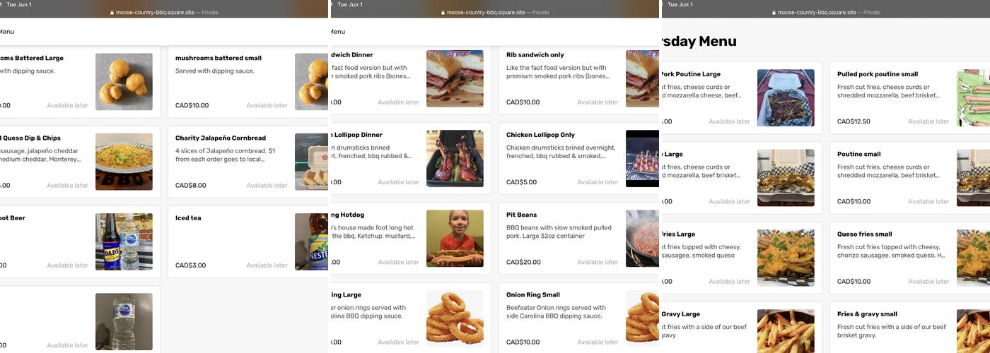 Moose Country BBQ Menu