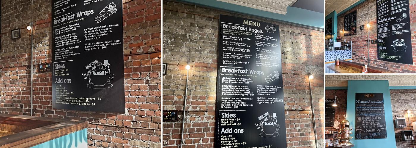 Rustic Cosmo Cafe Menu