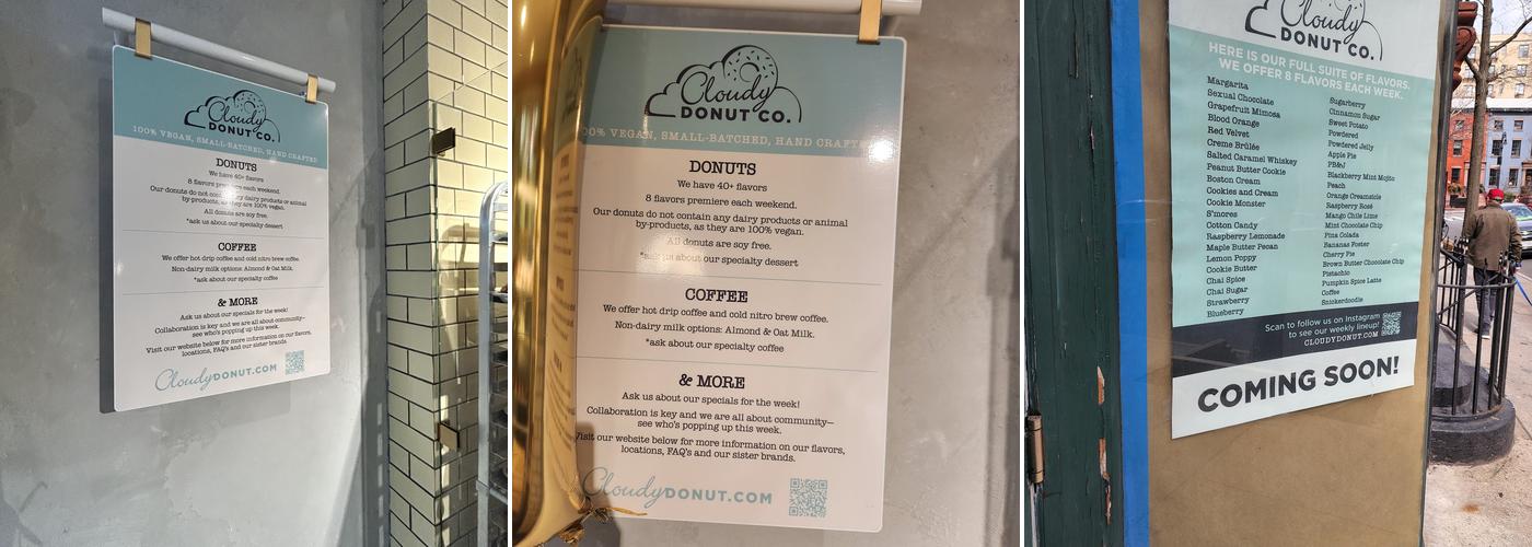 Cloudy Donut Co. Menu