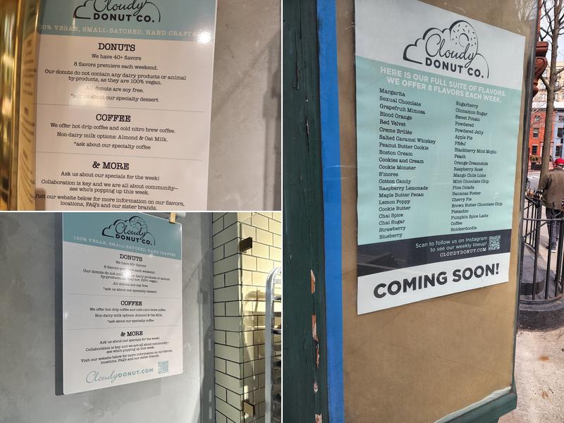Cloudy Donut Co. Menu