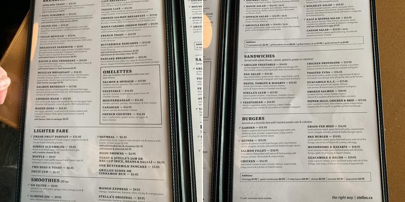 Stella's Menu
