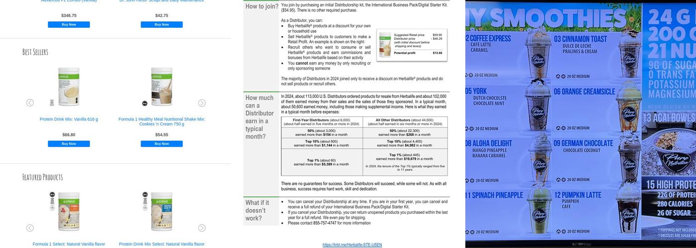 Pure Nutrition Herbalife Nutrition Menu