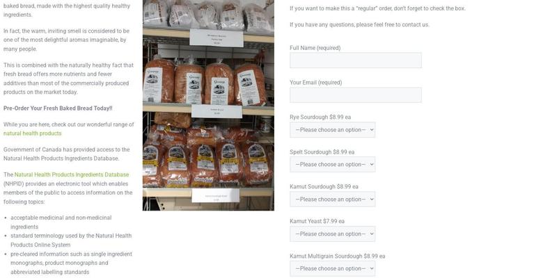 Simcoe Natural Foods Menu