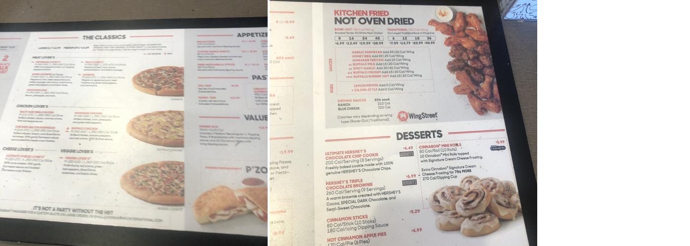 Pizza Hut Menu
