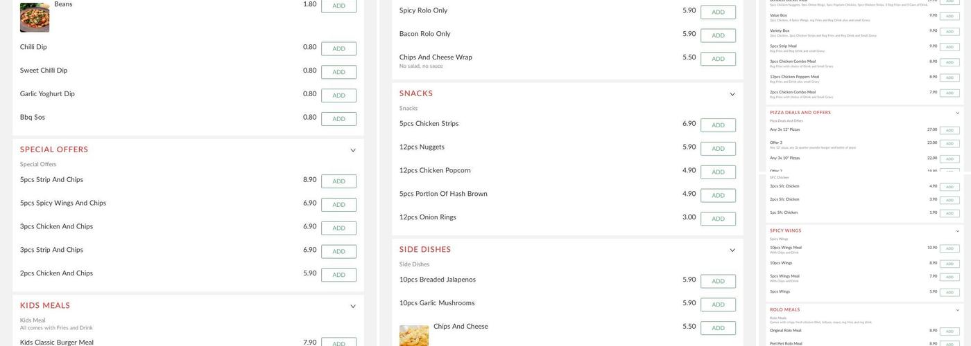 SFC PIZZA & KEBAB Menu