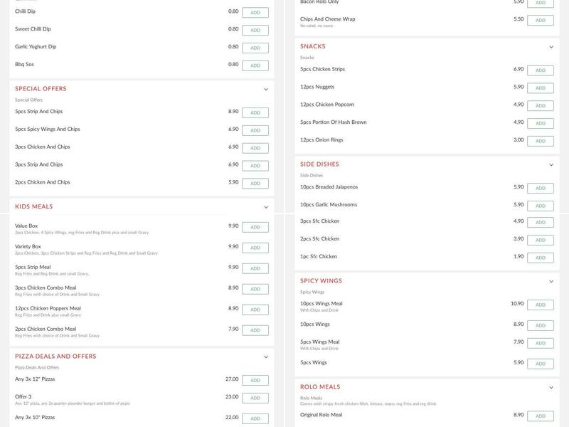 SFC PIZZA & KEBAB Menu
