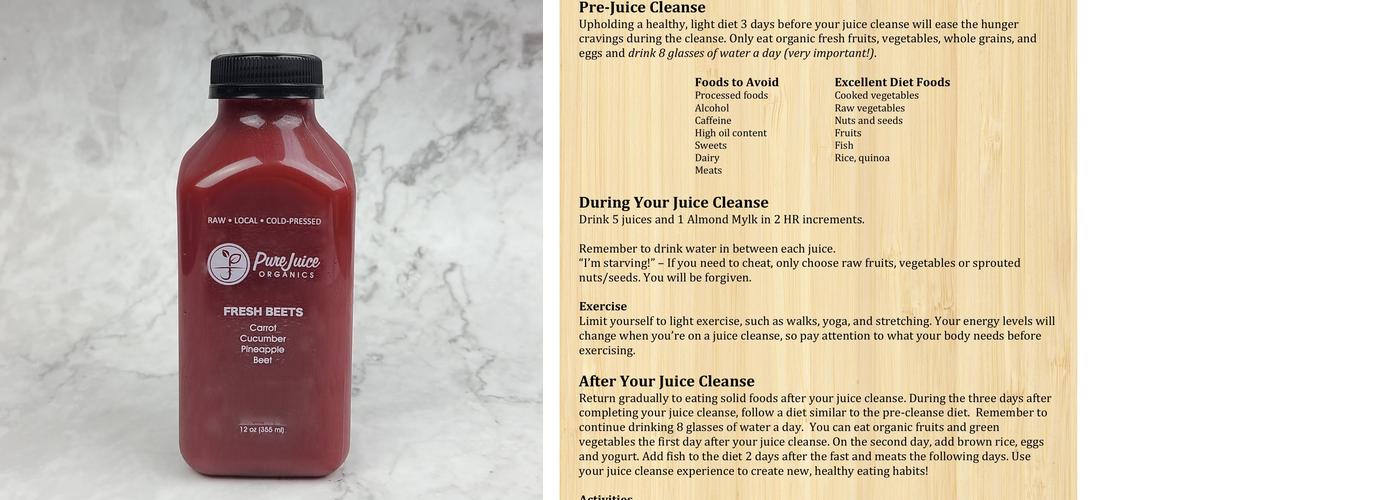 Pure Juice Organics Menu