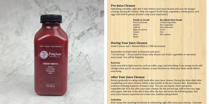 Pure Juice Organics Menu