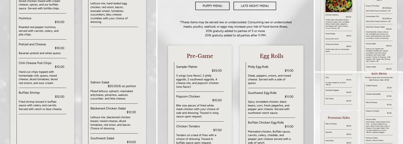 FreeMore Tavern Menu