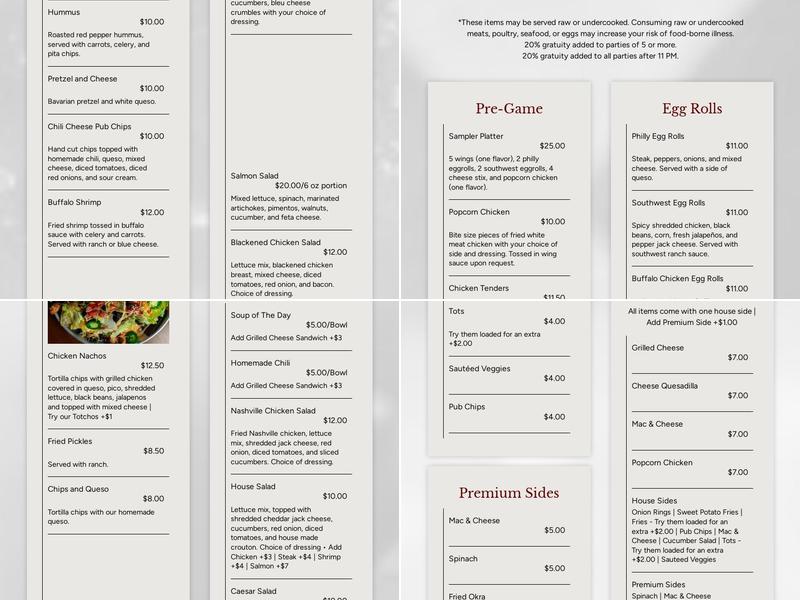 FreeMore Tavern Menu
