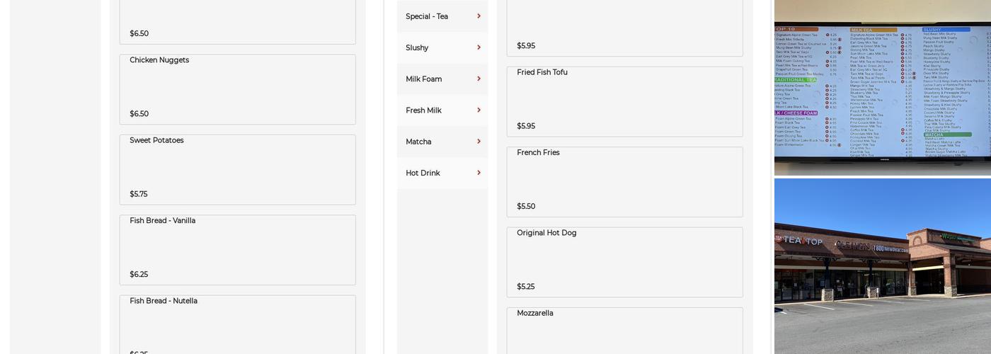 Tea Top (Oakwood) Menu
