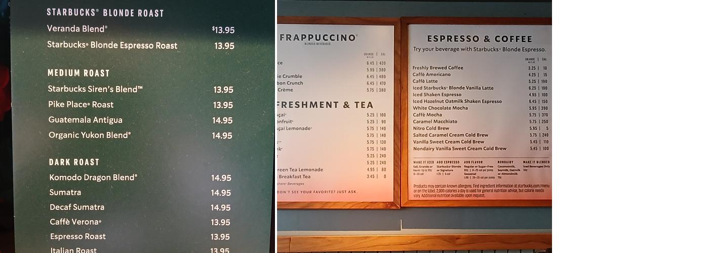 Starbucks Menu