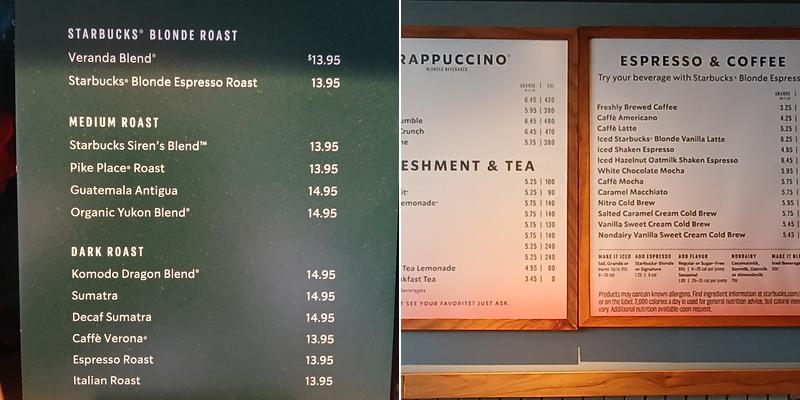 Starbucks Menu