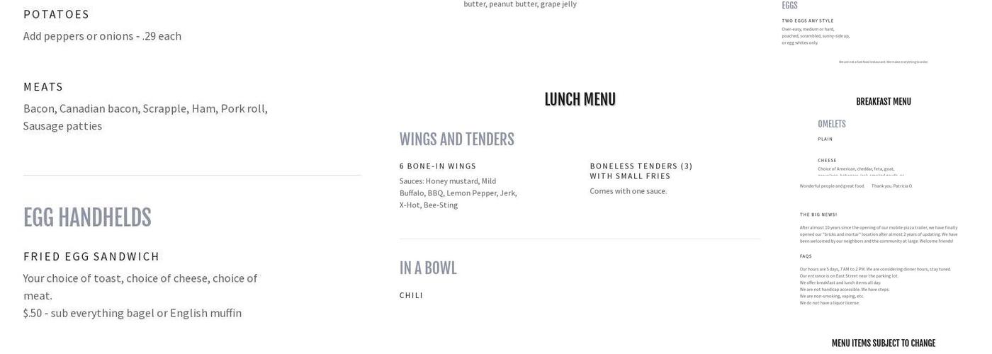 Urban's Menu