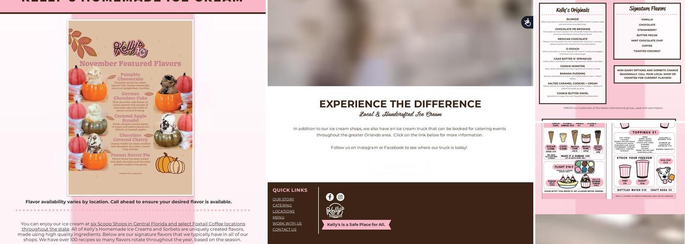 Kelly's Homemade Ice Cream Menu