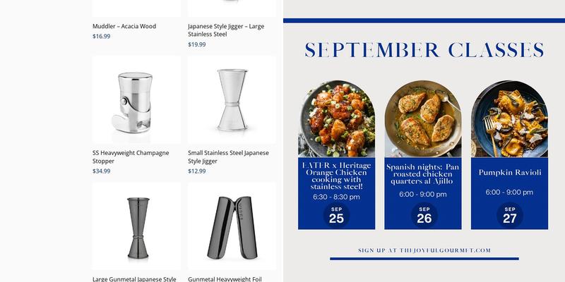 The Joyful Gourmet Menu