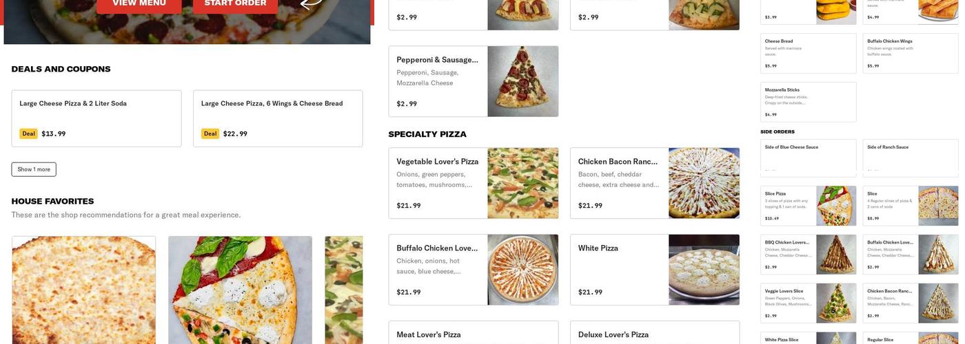 Houston Fresh Pizza Menu
