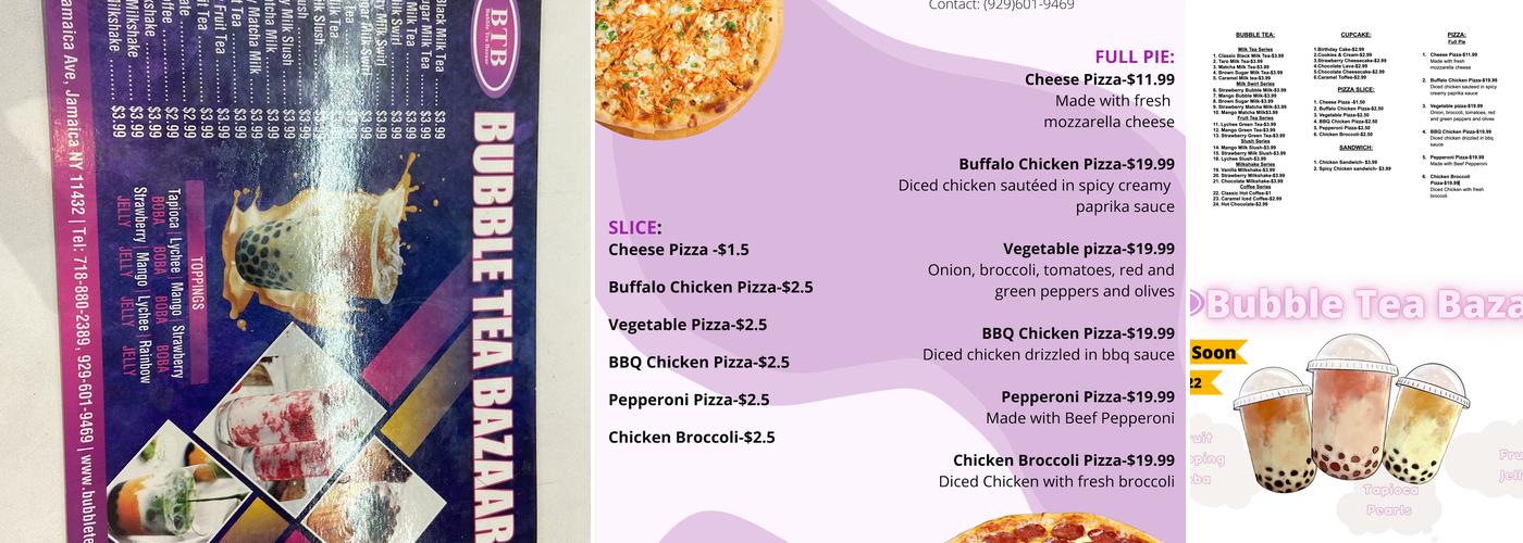 Bubble Tea Bazaar Menu