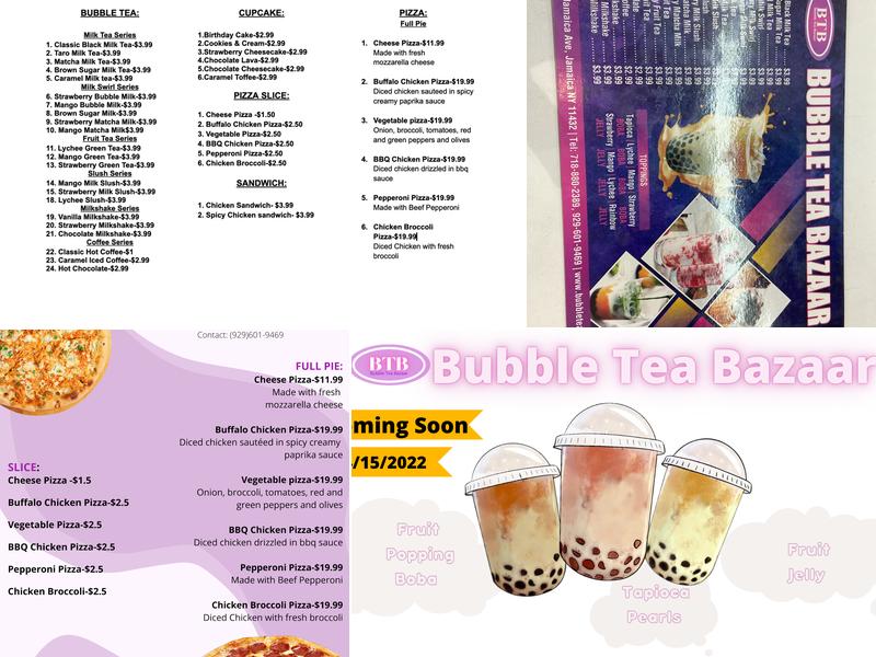 Bubble Tea Bazaar Menu