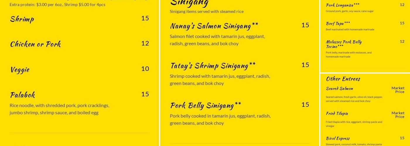 F & F Menu