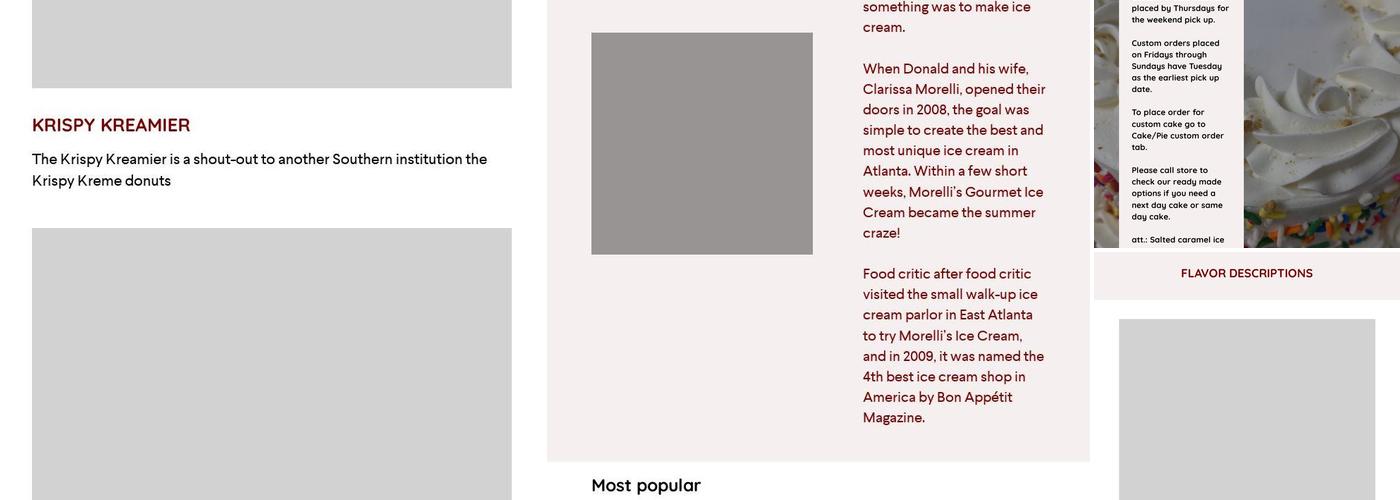 Morelli's Gourmet Ice Cream & Desserts Menu