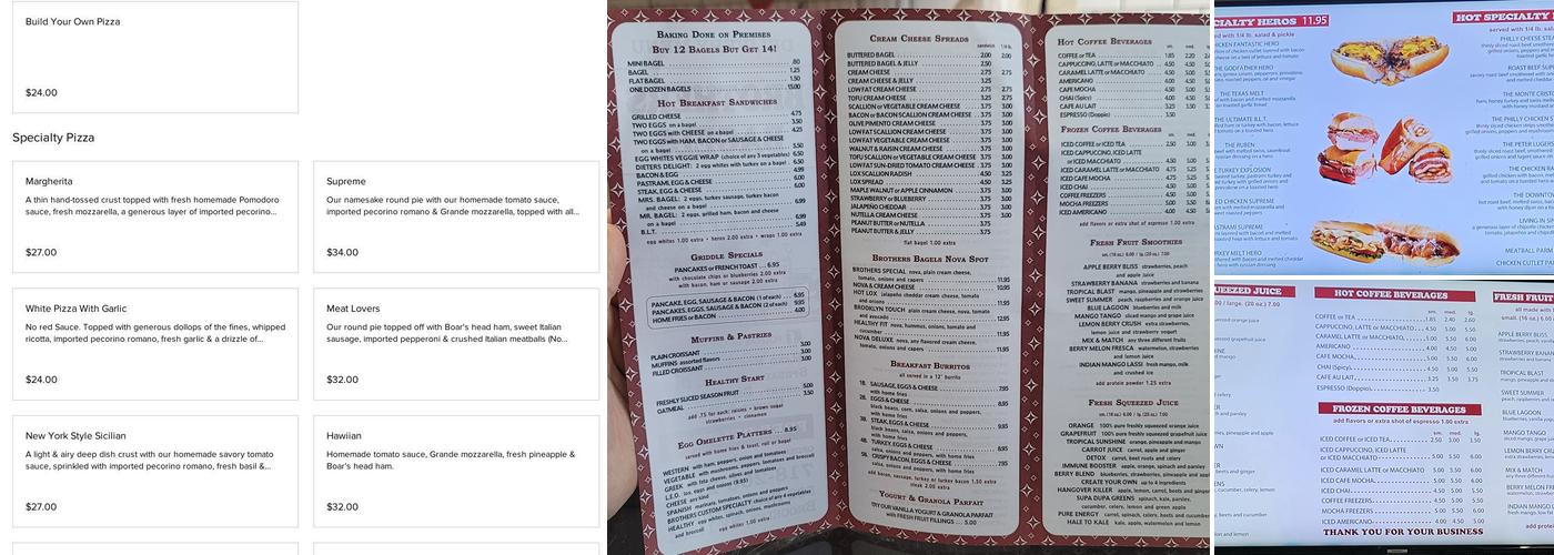 Brothers Bagels Menu