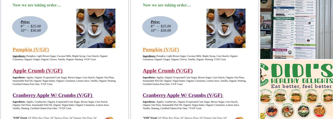 Didi's Healthy Delights Menu