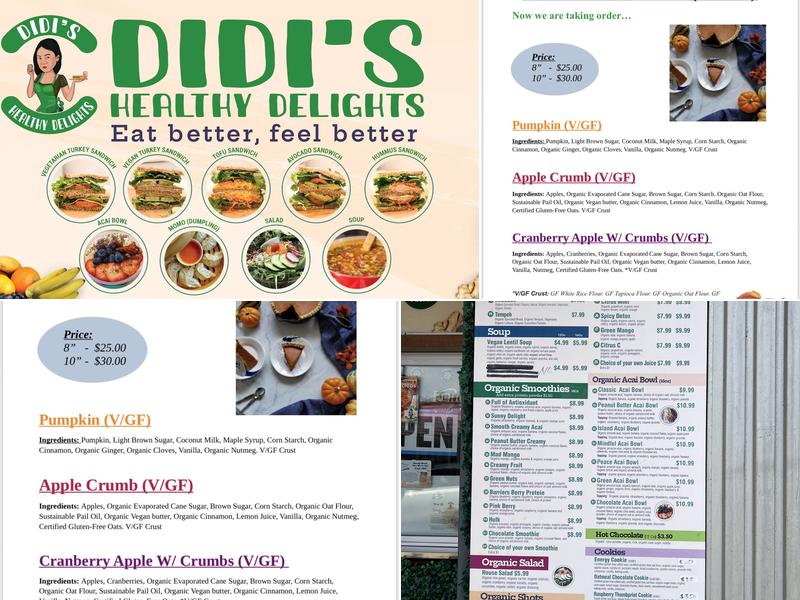 Didi's Healthy Delights Menu