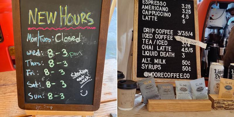 Moore Coffee Co. Menu
