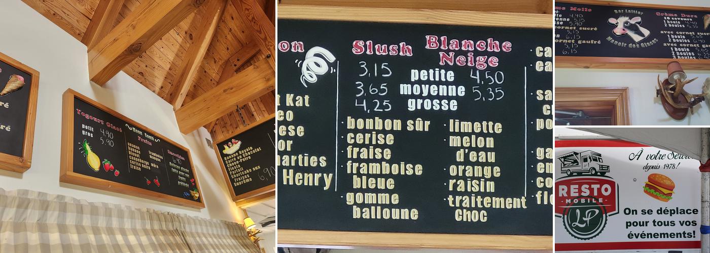 Bar Laitier Manoir des Glaces Menu