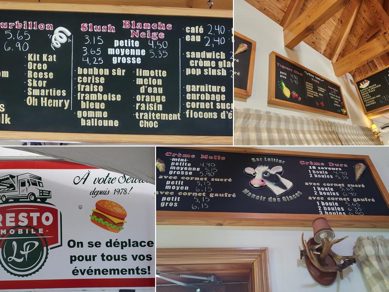 Bar Laitier Manoir des Glaces Menu