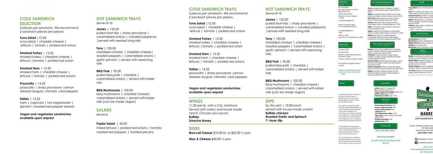 Sandwich Corner Market Menu