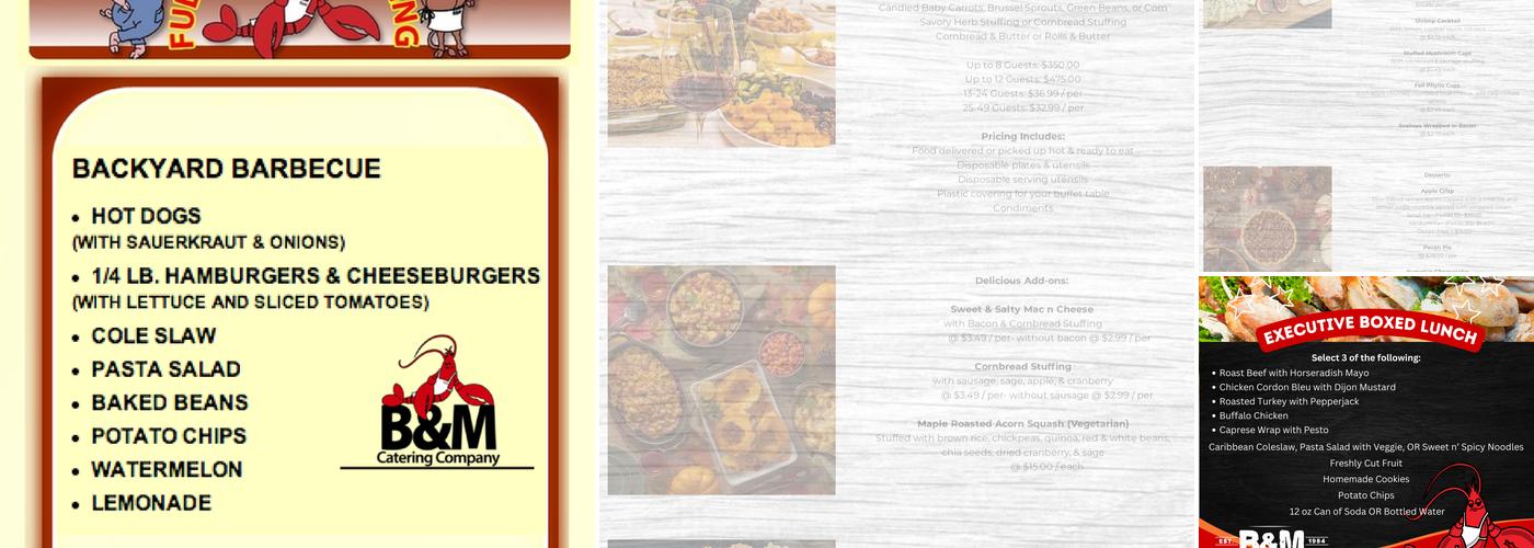 B & M Catering Menu