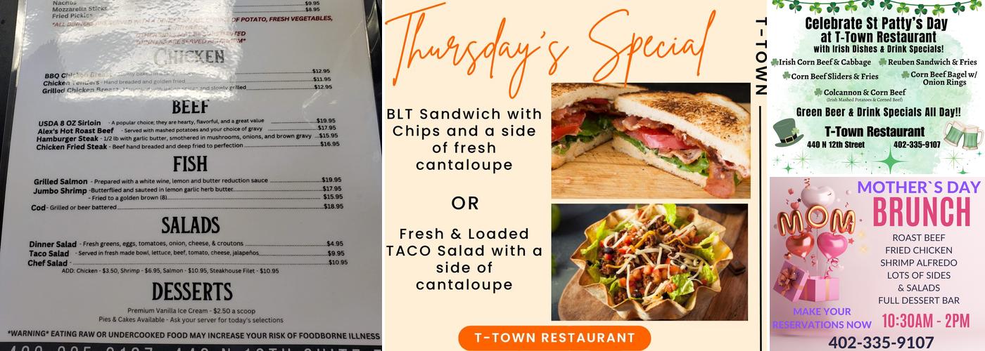 T-Town Restaurant & Spirits Menu